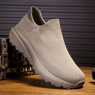 开车懒人鞋 外贸男鞋 免系带轻便软底防滑网面鞋 袜子鞋 宽脚肥特大码