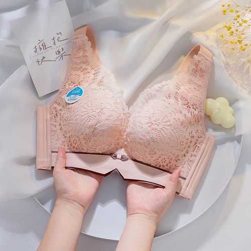2024款新款调整型乳胶文胸手掌型无钢圈蕾丝内衣女小胸.聚拢透气