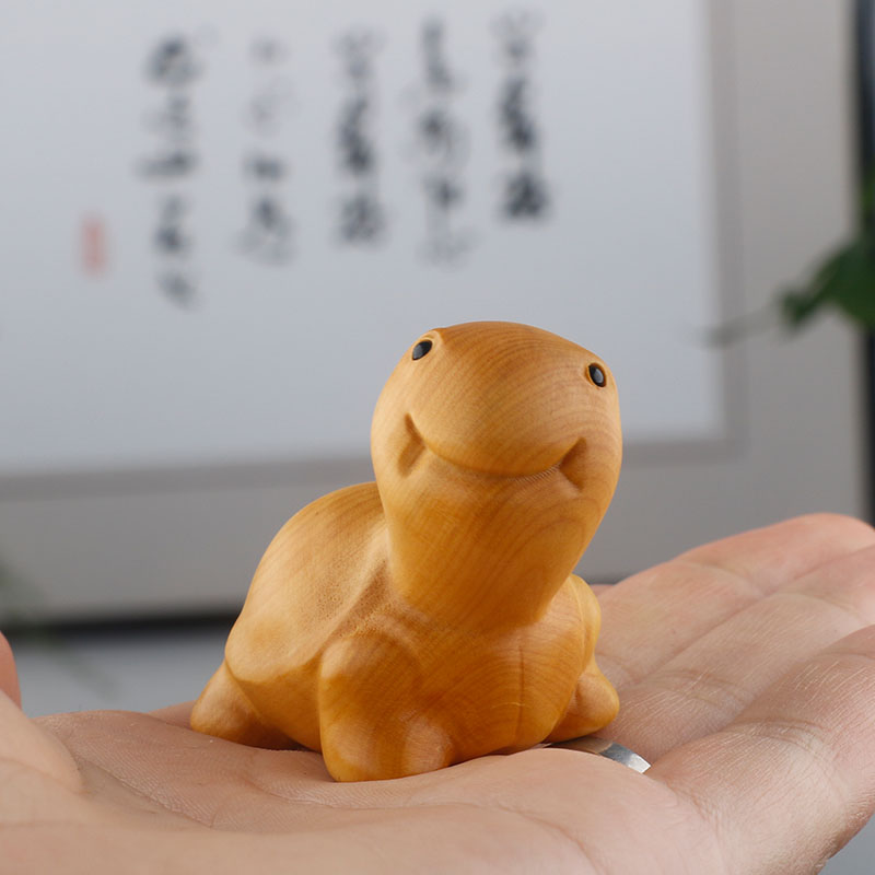 创意小叶黄杨木雕刻把玩手把件男实木家居茶宠动物小呆萌乌龟图片