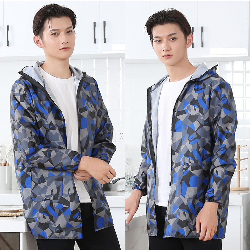 春秋罩衣外大人男女士防水工作服干活长袖围裙家用外穿拉链护衣