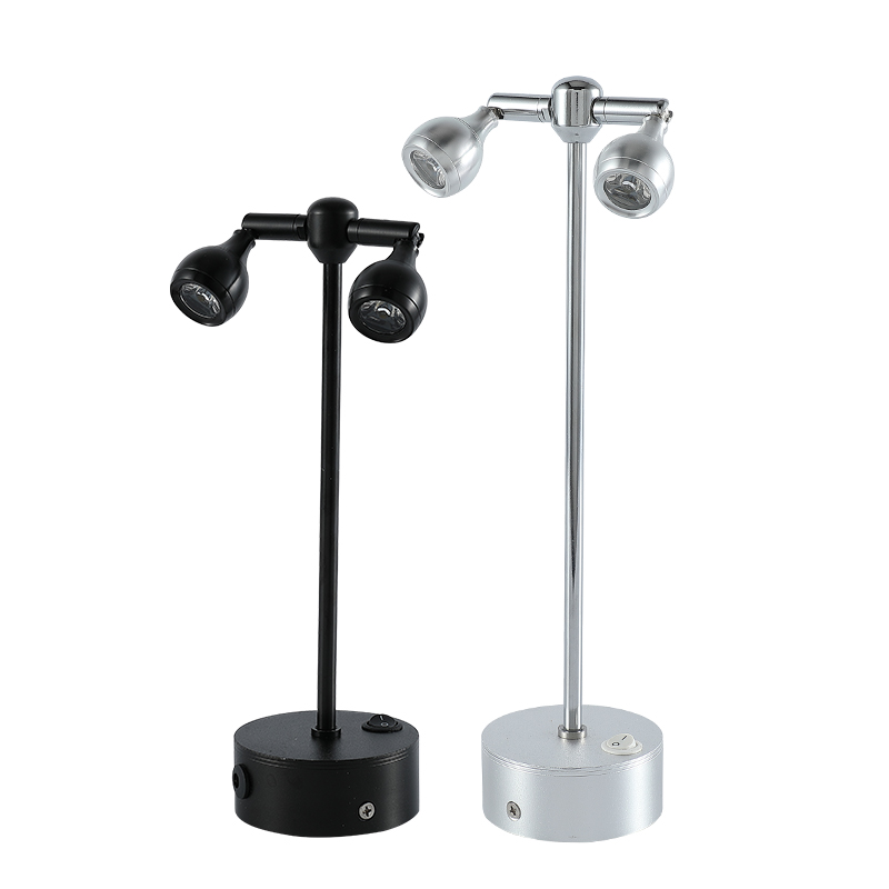 led无线可充电立杆射灯1W3W珠宝柜台展示灯酒吧台餐桌双头射灯