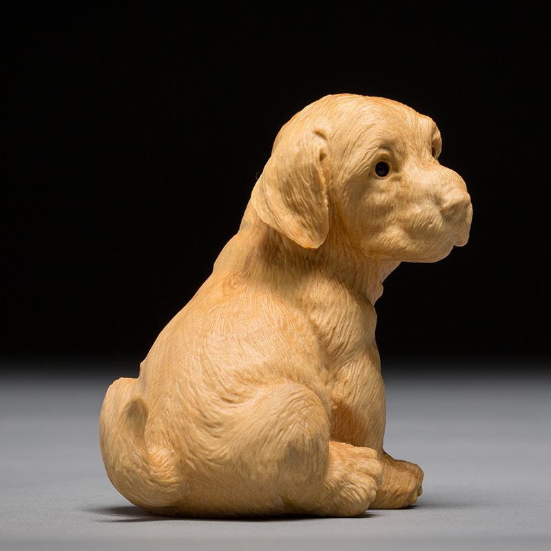 黄杨木雕实木动物把玩手把件雕刻工艺品生肖招财狗文玩小摆件旺财