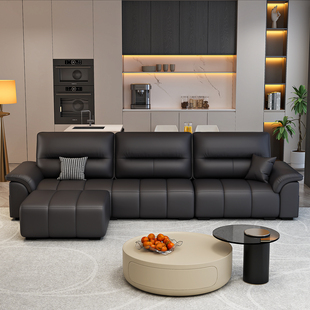 意式极简真皮沙发客厅家用轻奢大小户型现代简约三四人位直排沙发