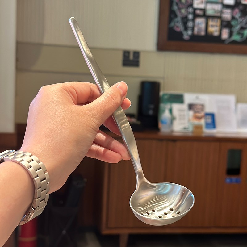 日式分餐小漏勺!1810不锈钢家用桌面勺子拉面火锅漏勺过滤捞丸子
