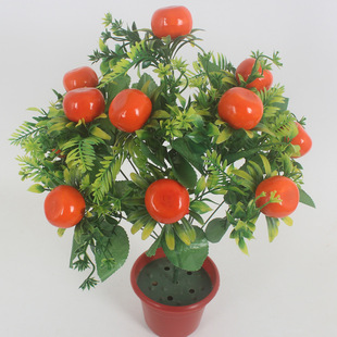 12头仿真砂糖桔发财果红果泡沫水果枝干餐桌装饰家居摆放人造假花