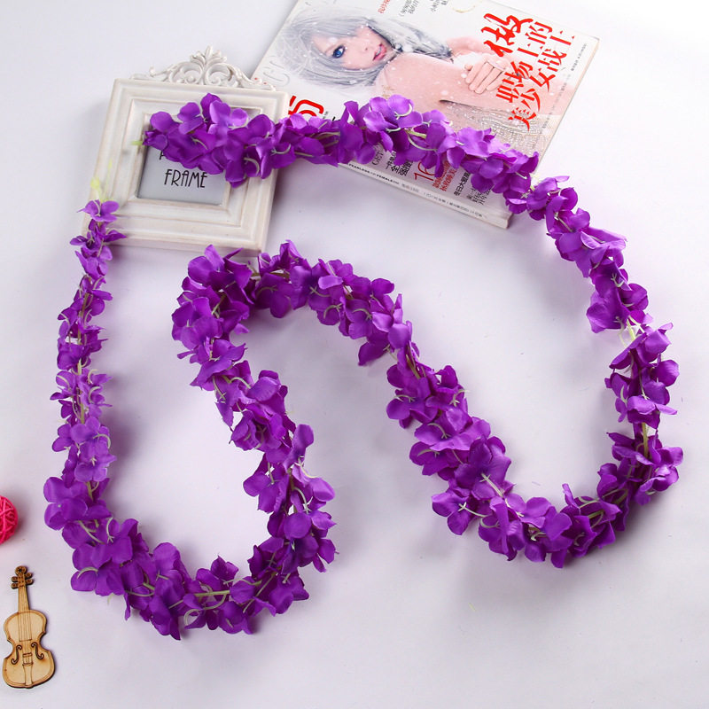 仿真豆花藤条绣球婚庆壁挂串花婚礼紫罗兰假花带花艺藤蔓花卉