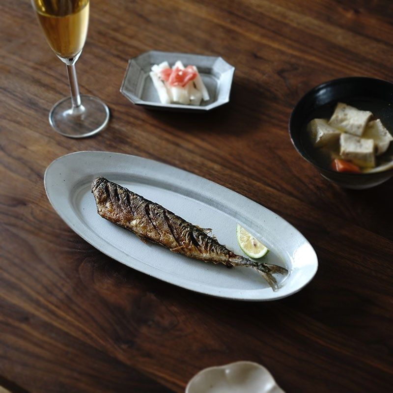 禾下  白釉长鱼盘 手作陶器 食器 粗陶,餐饮具,盘,淘宝优惠券,粉丝福利购,淘宝优惠卷