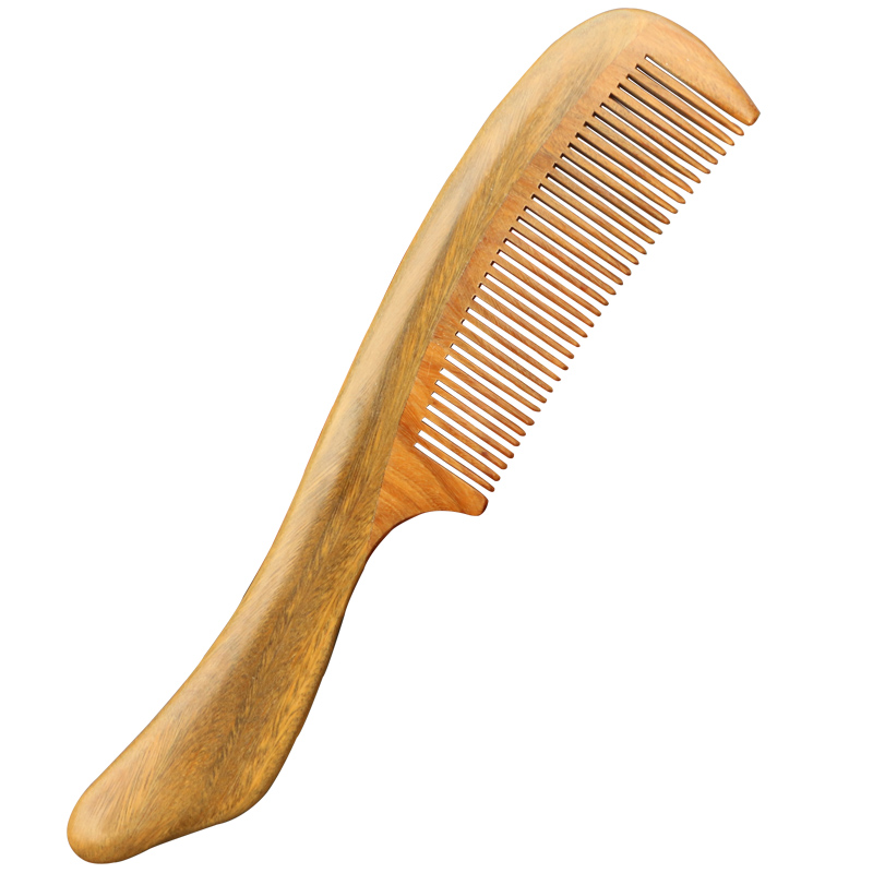 天然绿檀木梳子 密细齿直顺发按摩保健家用梳 防静电男女式檀香梳