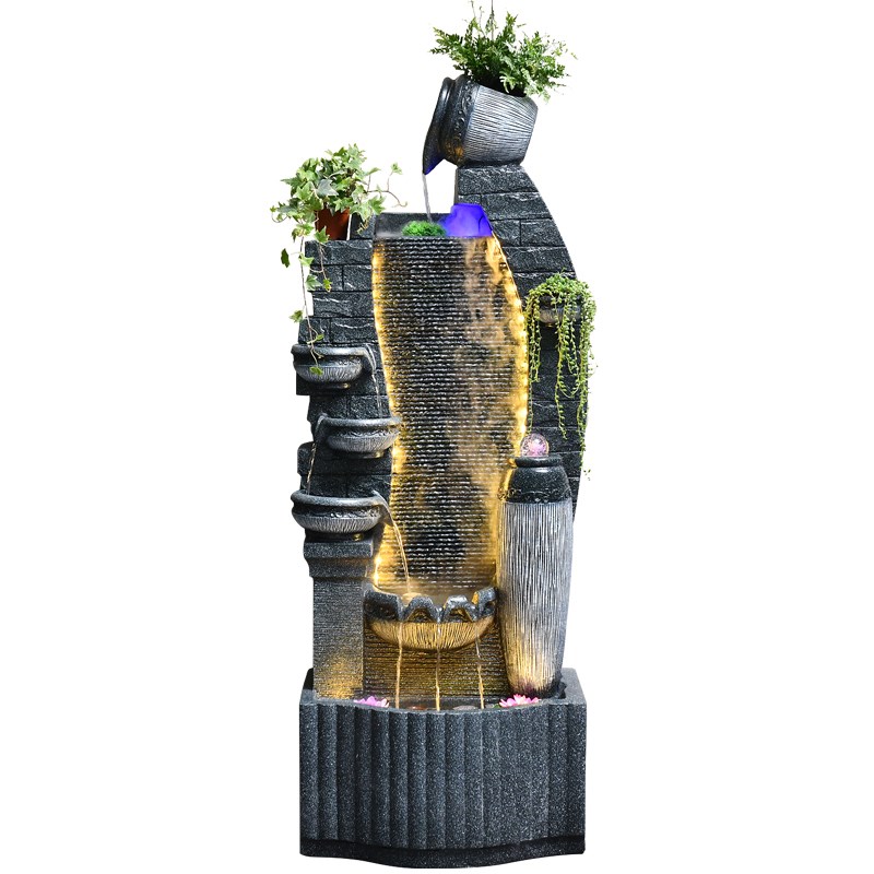 欧式流水喷泉鱼缸循环水幕景观加湿器客厅办公室落地生财水景摆件