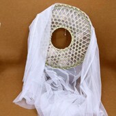 汉服拍照装 饰粘斗笠水晶珠链影楼古风写真摄影道具遮容面纱帷幕