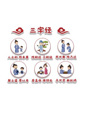 三字经画文明礼仪传统文化幼儿园装饰环创题成品走廊