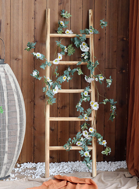 装饰梯子实木纯手工幼儿园室内园造景道具遮挡藤蔓假雏菊