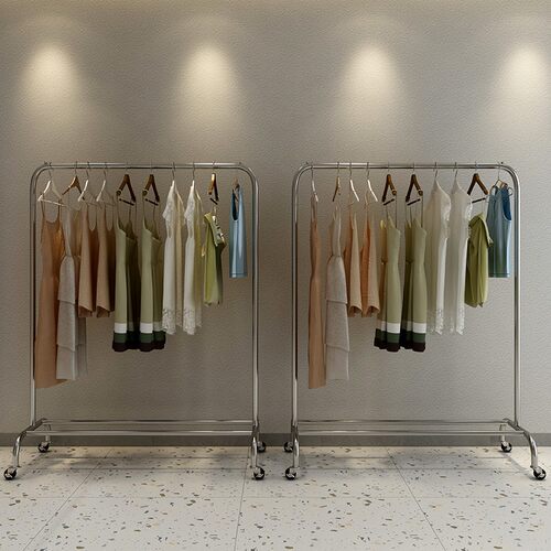 女装店挂衣杆服装货架展示架衣服架落地不锈钢挂衣架商用移动衣架