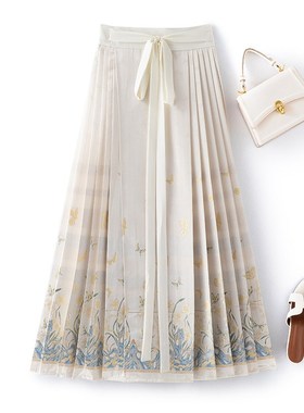 精致淡雅新中式白色高级感气质马面裙春K夏轻国风改良汉服半身裙