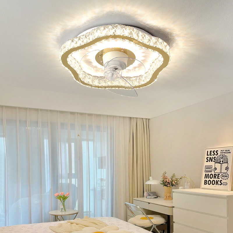 卧室水晶风扇灯现代轻奢主卧室灯房间灯带电风扇一体家用吊扇灯具,家装灯饰光源,风扇灯,淘宝优惠券,粉丝福利购,淘宝优惠卷
