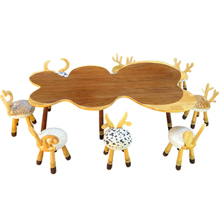 幼儿园实木桌椅装幼儿木桌早教画室育儿托儿所桌椅定制