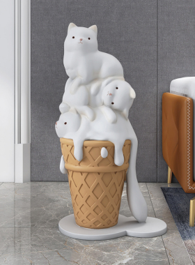 迎宾猫咪落地客厅玄关大型沙发电视柜旁边软装乔迁新居礼品