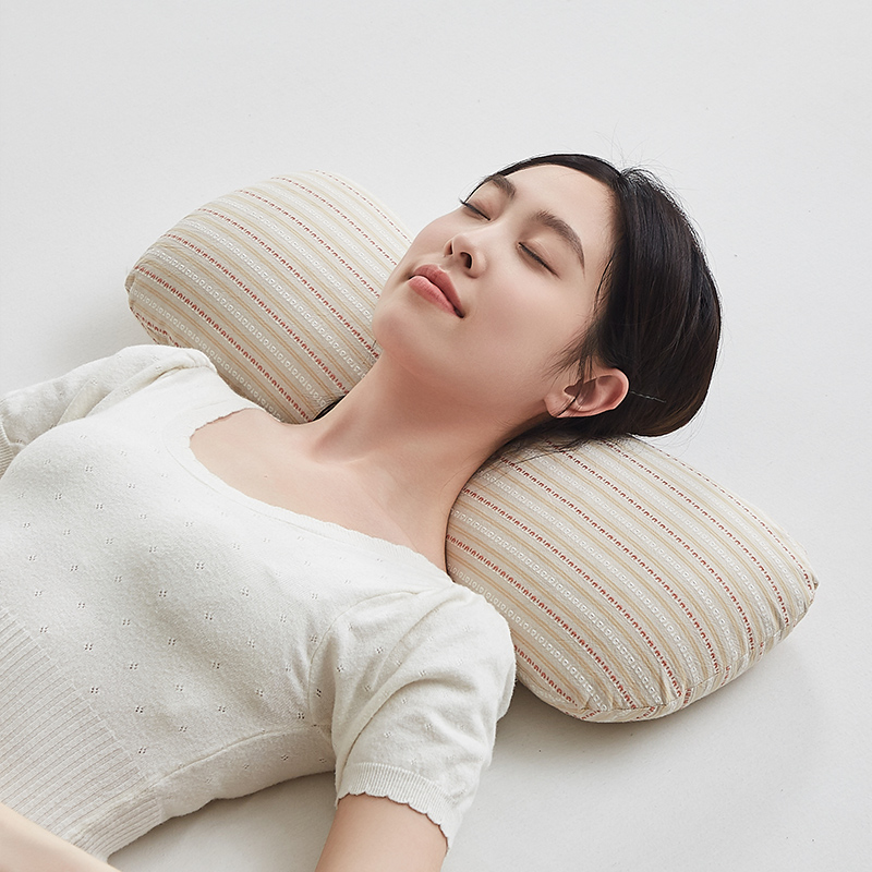 肥丘2024新款全棉3D条纹荞麦骨头枕头枕芯护颈椎助睡眠单人家用