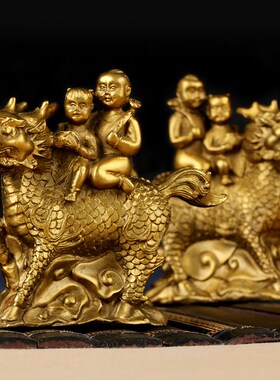 麒麟铜的卧室麒麟送子一对儿女家居装饰工艺品礼品送新婚结婚