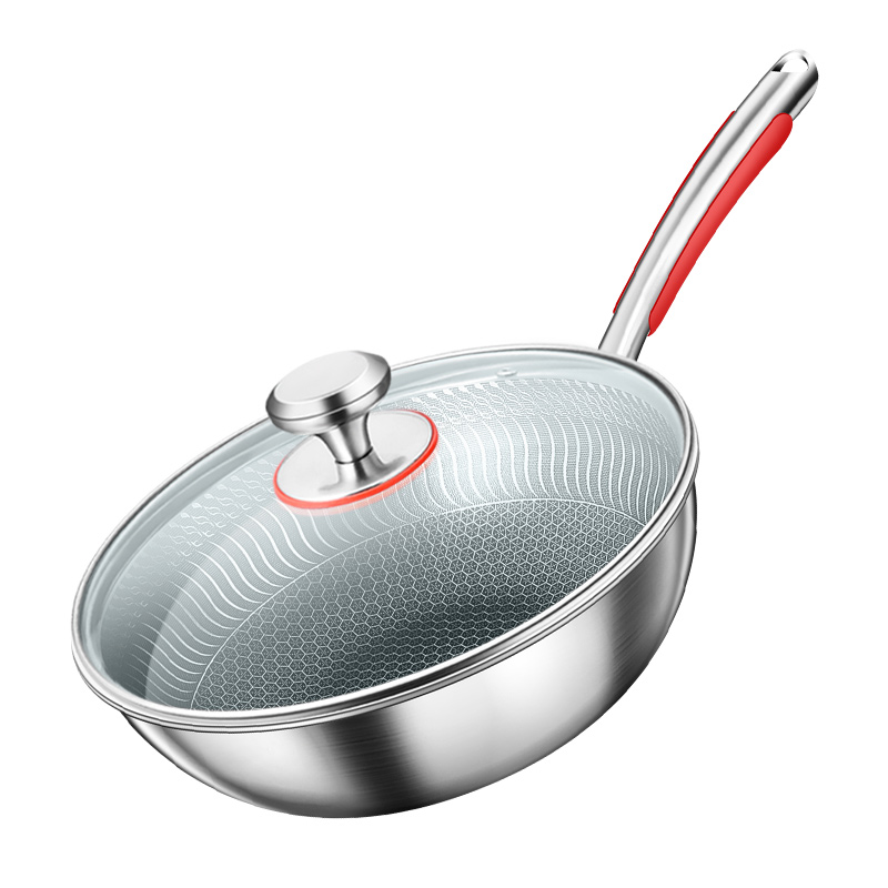 铿锵22年新款不锈钢小炒锅不粘锅家用电磁炉炒菜锅小号2cm