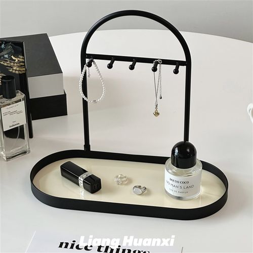 轻奢首饰收纳挂架高质感铁艺亚克力桌面置物架玄关钥匙收纳托盘架