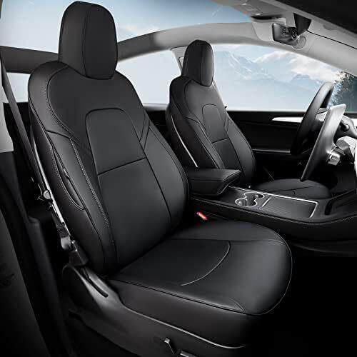 汽车坐垫适用特斯model320252017汽车座椅套黑色纳帕皮