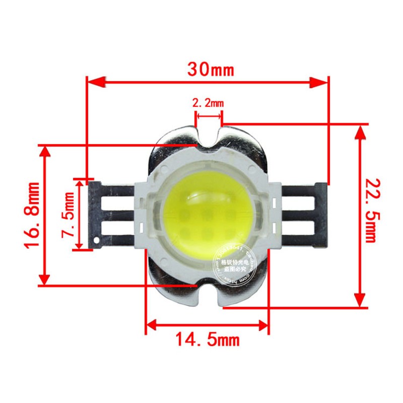 10W圆形LED灯珠带透镜60度聚光大功率红绿蓝白红外全光谱集成光源