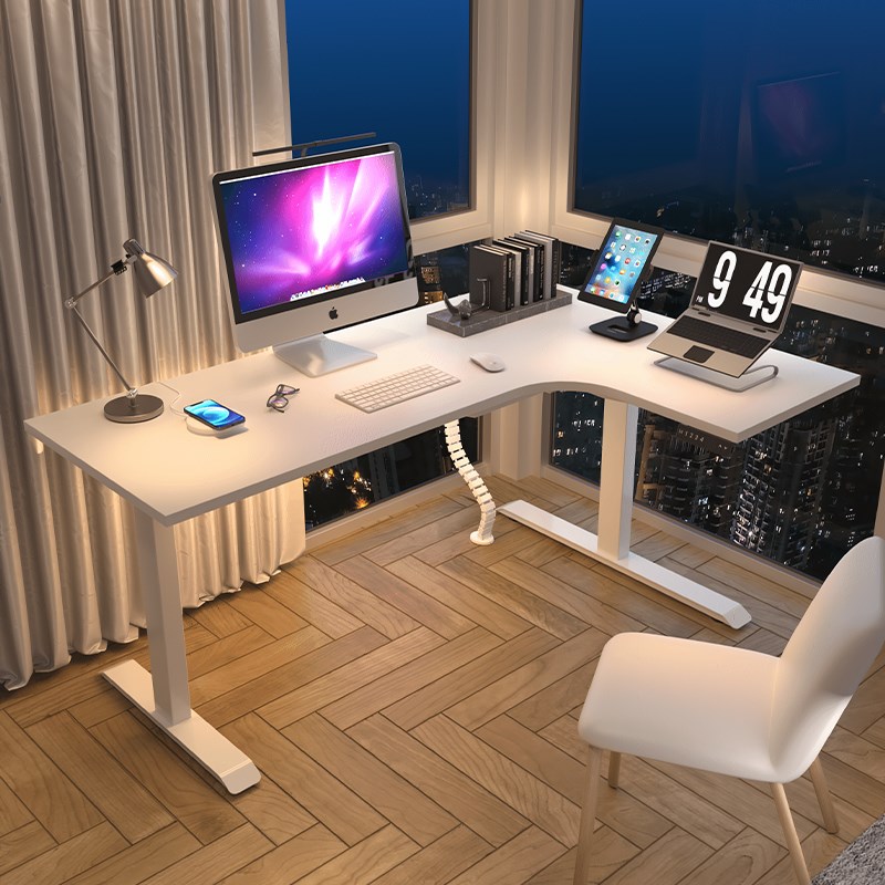 爱美卓转角桌智能电动升降桌工作台式电脑桌家用学习桌l型书桌