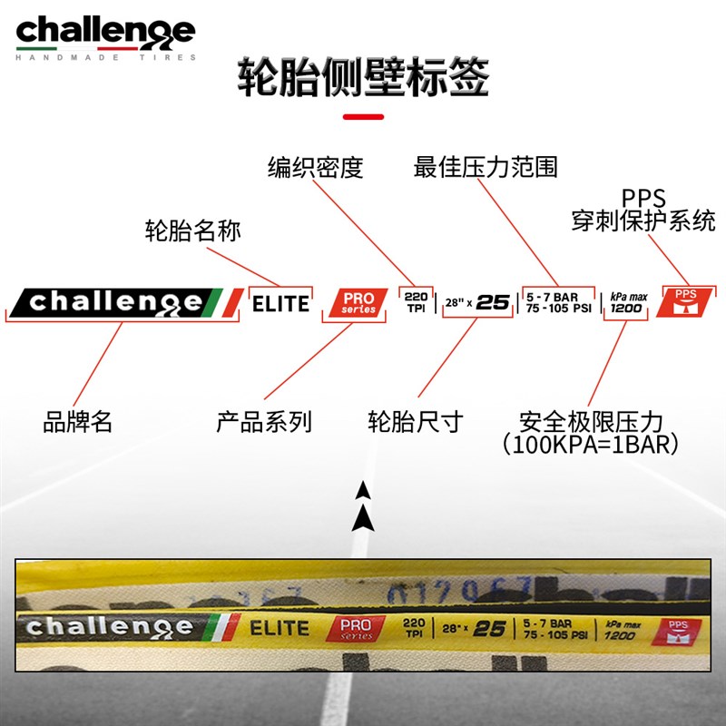 CHALLENGE 挑战者管胎 ELITE 700x25c公路自行车外胎黄边折叠轮胎