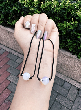 喜饰蛋白石银月光单珠项链女款锁骨链简约百搭颈链配饰送女友礼物