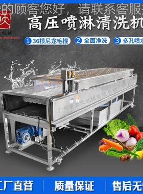 高压果蔬淋式毛刷毛清洗机 平辊喷行毛清洗PFX机 辊中房洗菜机