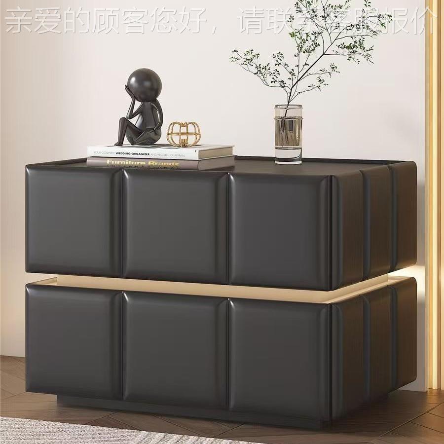 全实木25新0款卧室双层2创意智能床头简柜约现代轻奢高级dg89645