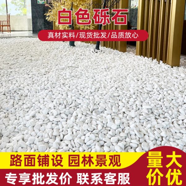 白色砾石白石子鹅卵石雪花白园林铺路雨花石碎石水洗石南京