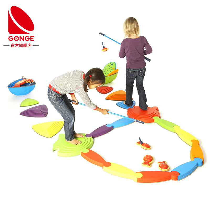丹麦GONGE平衡河道板组套装儿童感统训练运动器材过河石平衡板