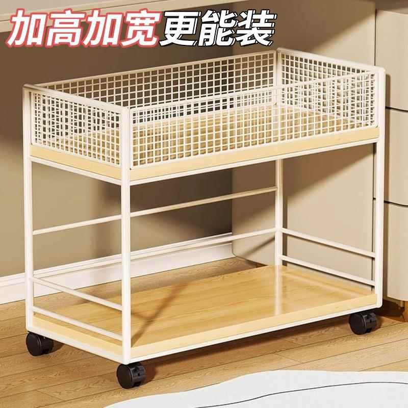 可移动桌下书架落地书本整理架小推车桌边书桌旁带轮收纳书柜学生