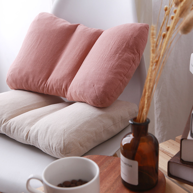 棉麻乳胶靠垫可拆卸护腰沙发办公室椅子靠背腰椎汽车座椅腰枕靠枕