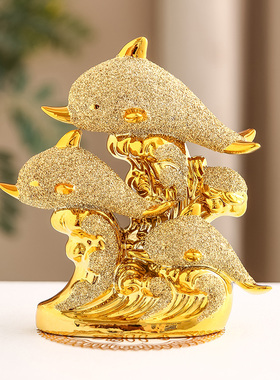 酒柜装饰品创意工艺品家居饰品桌面海豚小摆件陶瓷家里客厅电视柜