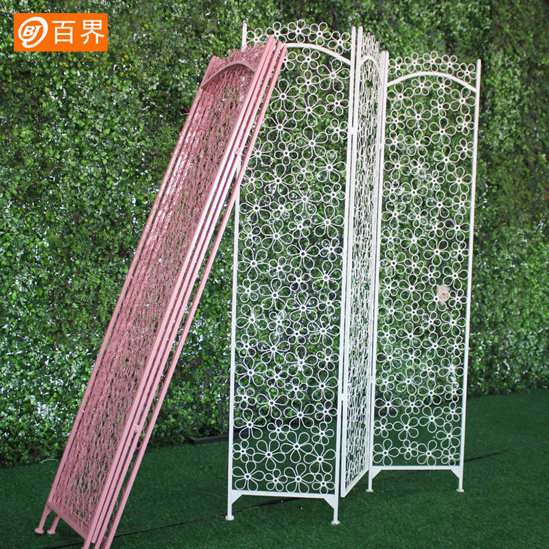 铁艺现代装饰婚庆镂空屏风玄关创意酒店屏障花窗隔断折屏多扇橱窗