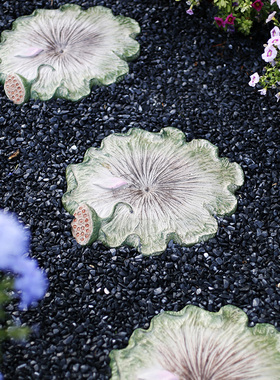 花园庭院导览石踏脚石防滑地垫草坪铺路石荷叶踏脚石阳台通道踏脚