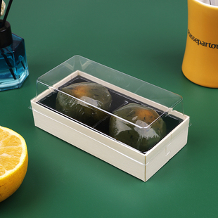 蛋黄酥雪媚娘盒子2粒 木质透明一次性烘焙食品包装 青团包装 盒4个装