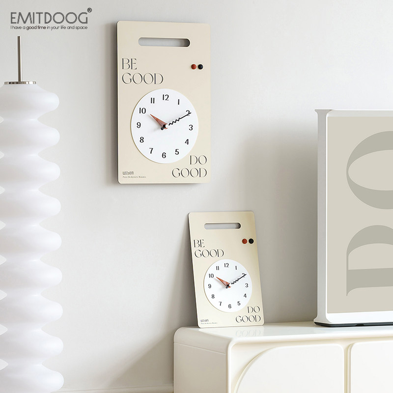 EMITDOOG免打孔钟表简约现代客厅创意挂钟家用静音装饰品卧室2023