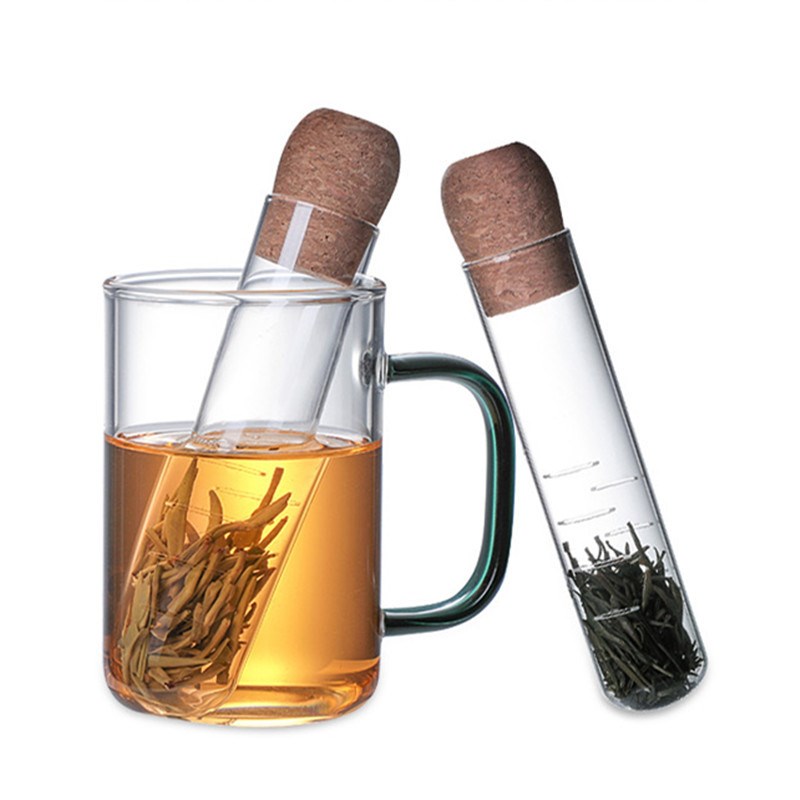 家用高硼硅透明玻璃试管茶漏茶隔滤茶器喝茶网红懒人喝茶泡茶器