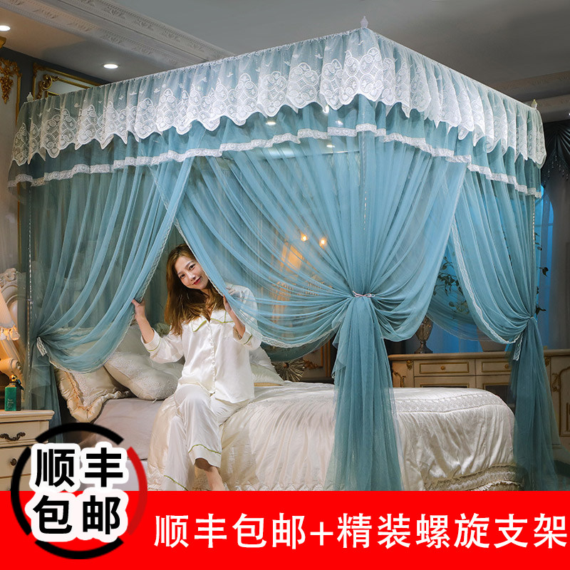 家用蚊帐2021年新款带支架不锈钢架子公主风三开门落地方便拆洗