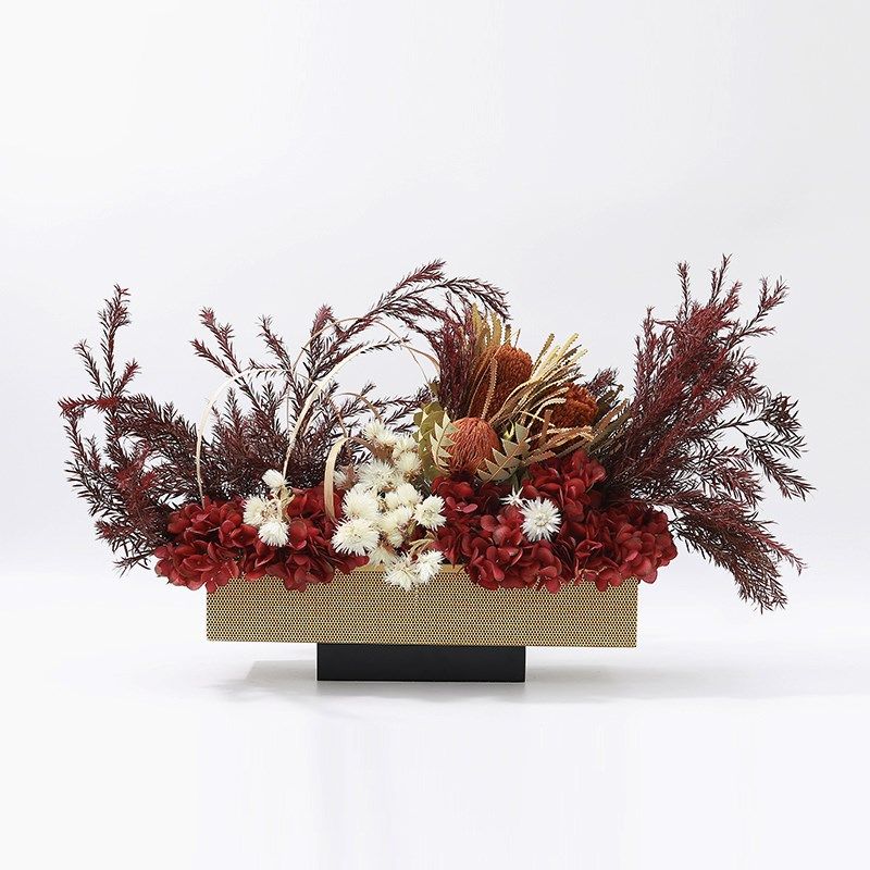 永生干花束金属花器插花酒店大堂桌花售楼处现代仿真软装花艺摆件
