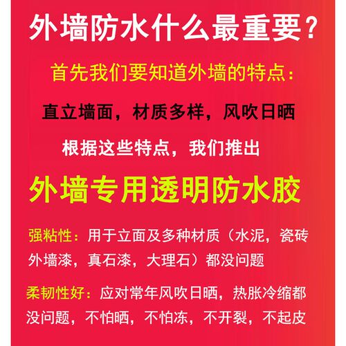 黑豹外墙专用透明防水涂料胶窗台瓷砖水泥油漆大理石渗水补漏材料