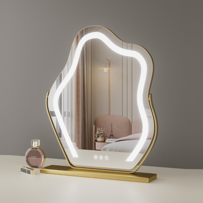 云朵镜子化妆镜带灯桌面家用台式led智能梳妆镜子旋转补妆美容镜