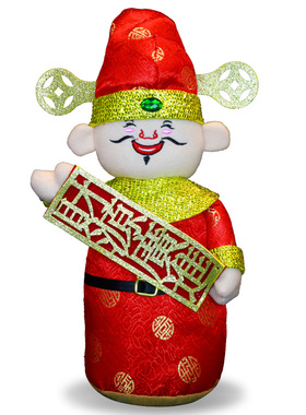 春节用品新年装饰财神爷毛绒公仔摆件开业恭喜发财娃娃创意礼品