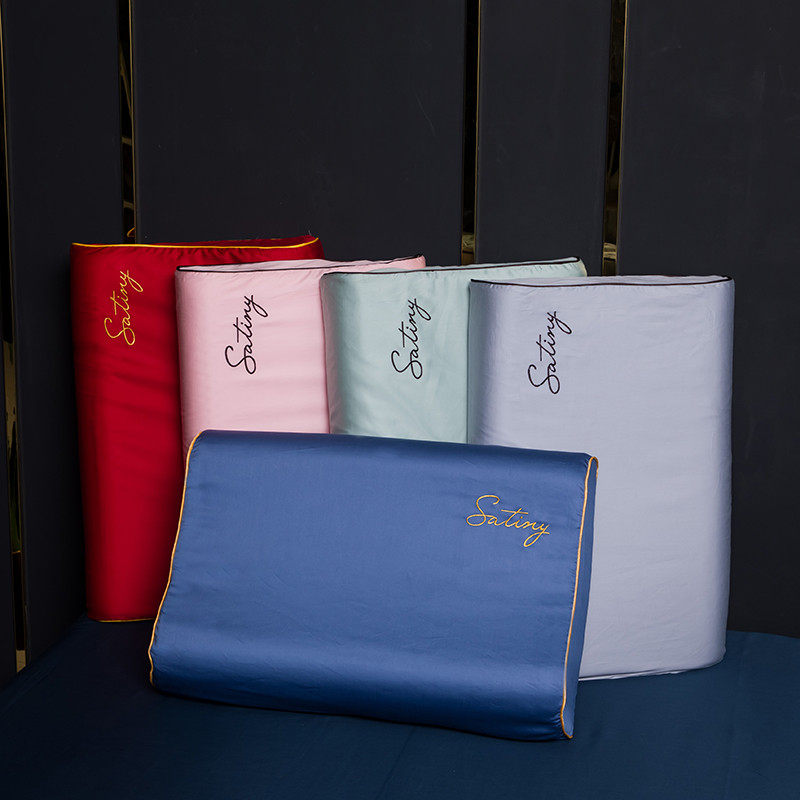 60支纯棉婚庆乳胶枕套一对装全棉结婚红色枕头套40*60单人30*50