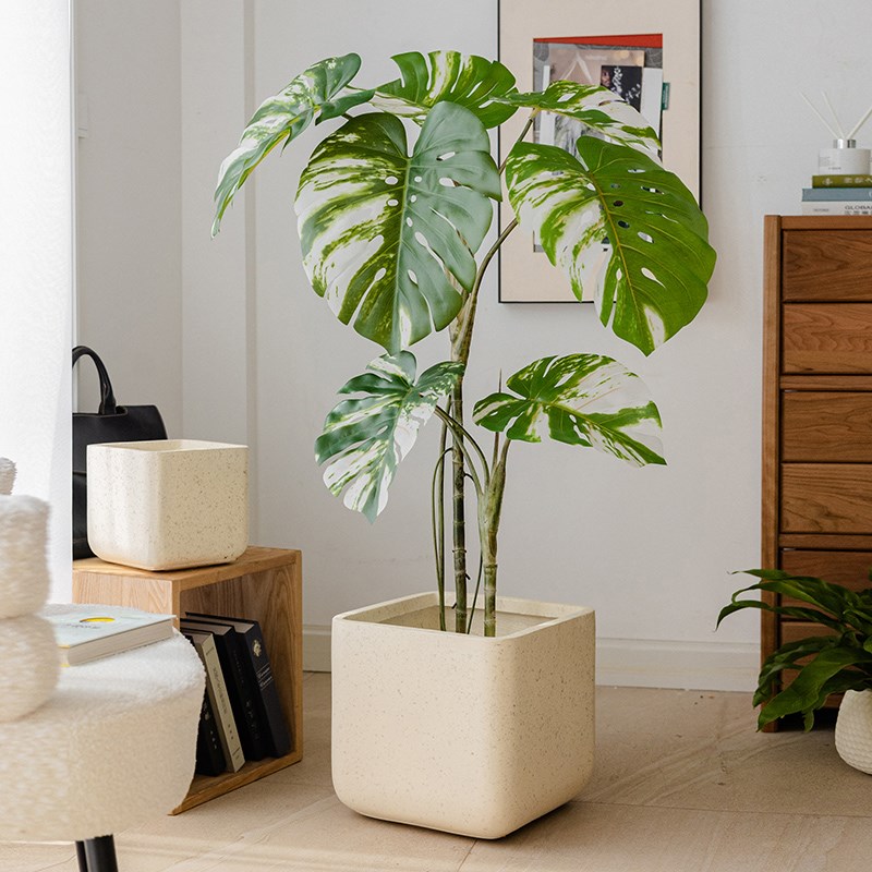 正方形镁泥花盆北欧大号口径水泥简约方盆龙血树龟背竹绿植盆景盆