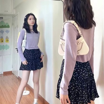 黑色碎花蛋糕裙短款大码胖mm松紧高腰小个子A字半身裙蓬蓬裙夏季